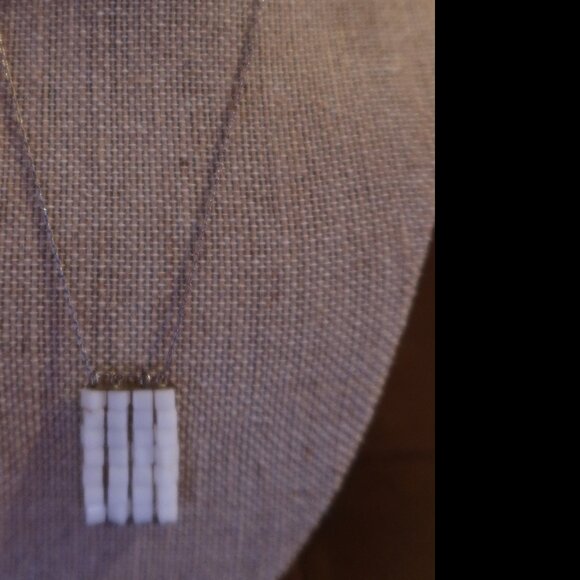 White square bead and sterling silver Sherzada necklace pendant 14.5"-17.5" - Picture 5 of 16